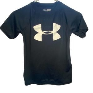 Boys Under Armour Shirt Black‎ White Logo Size Youth X Small